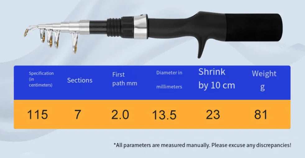 1.15m Portable Mini Telescopic Short Spinning Fishing Pole Pocket Travel Fishing Rod For Saltwater Freshwater Fishing Accessorie