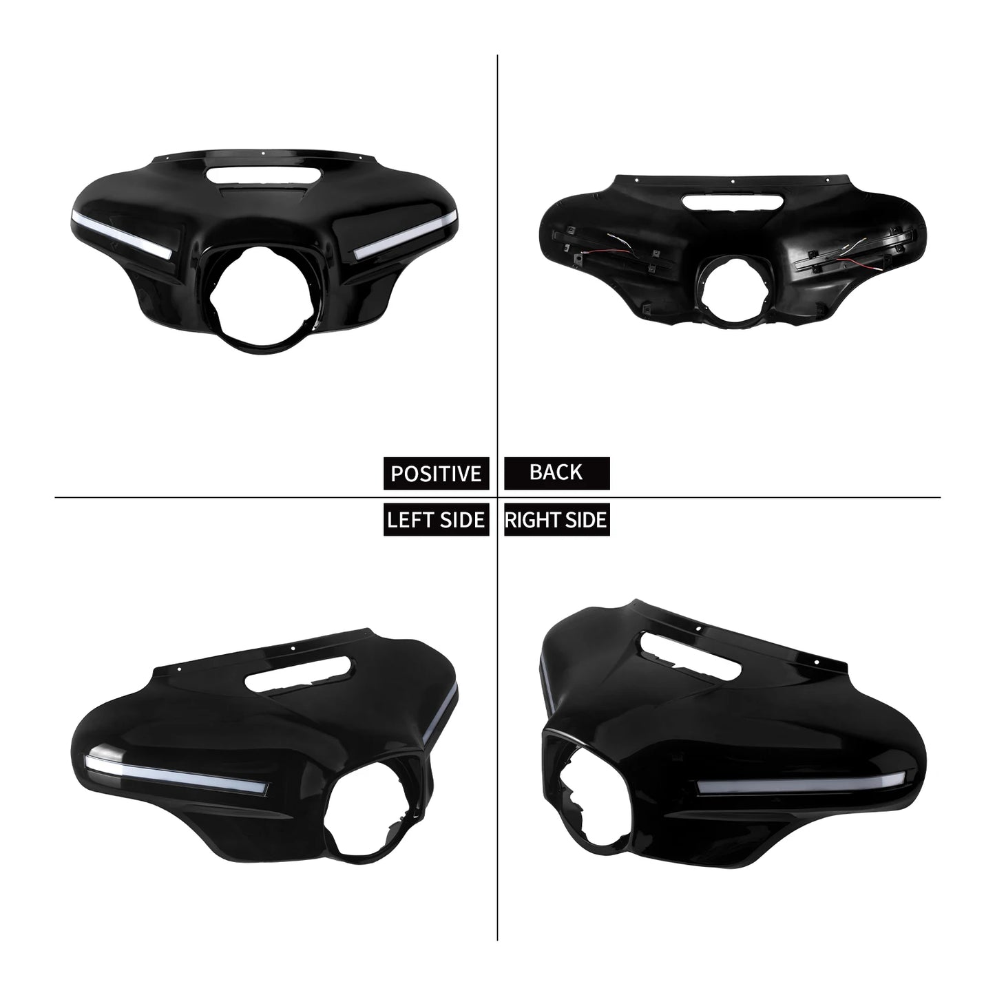 Front Light Batwing Outer Cover Motorcycle Headlight Fairing With LED Lamp For Harley Touring Ultra Limited Street Glide 14-2024
