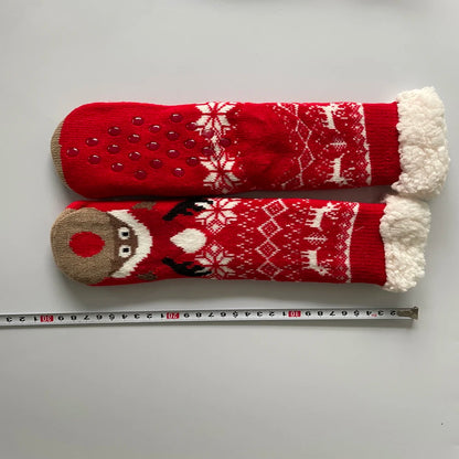 Christmas Fuzzy Socks Womens Winter Thermal Warm Floor Sock Soft Female Home Indoor Gifts Non Slip Grip Slipper Sock Fluffy