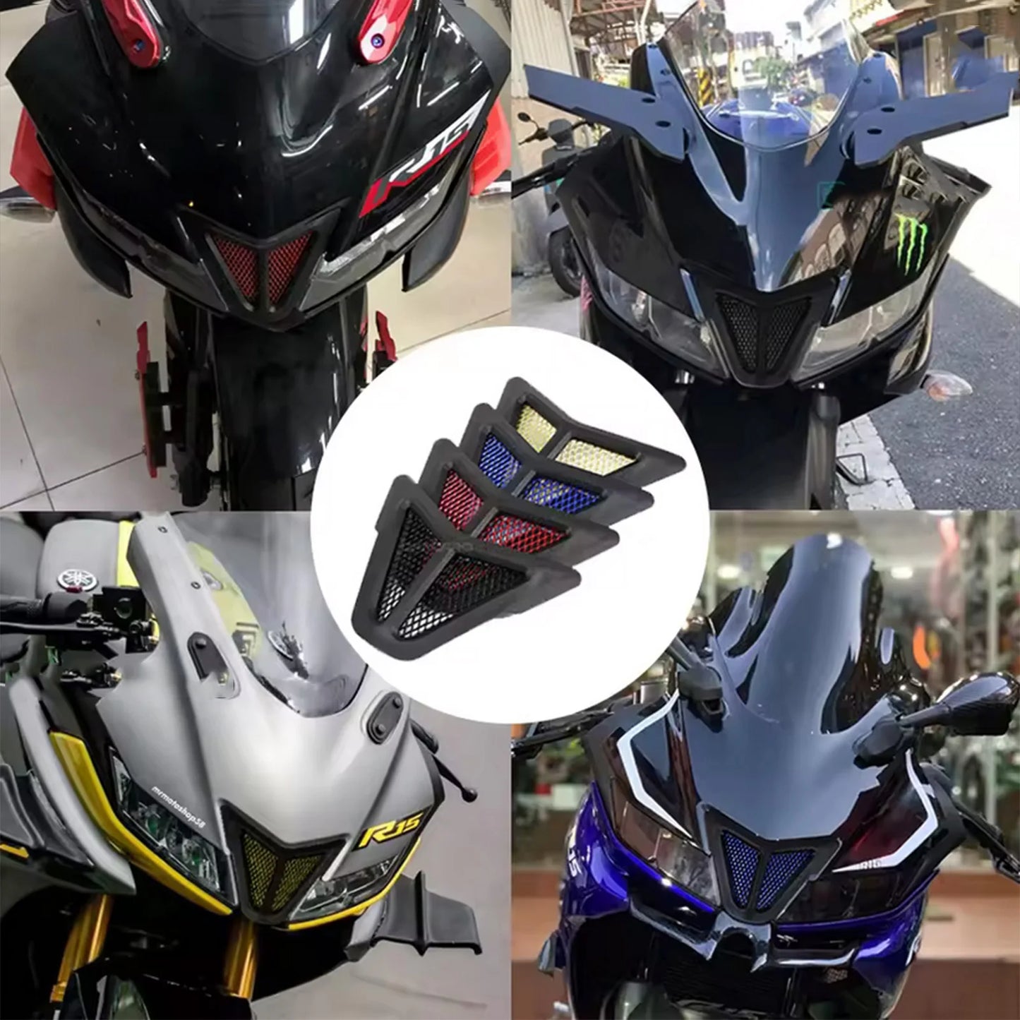 Dirt bike accessories moto decorative air Inlet Head Cover Aluminum Mesh Intake Guard Protector for Yamaha R15-V3 2017-2020