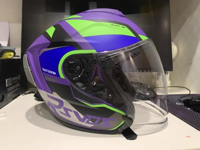 RSV DOT Motorcycle Helmet Double Visor 3/4 Half Helmets Scooter Casco Moto for Men Women Capacete Motorcycle Street Bike Gear