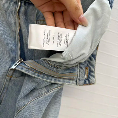 Irregular ruffled denim flared pants for women - high-waisted, loose-fitting, slimming, floor-length pants. 2026 new style.
