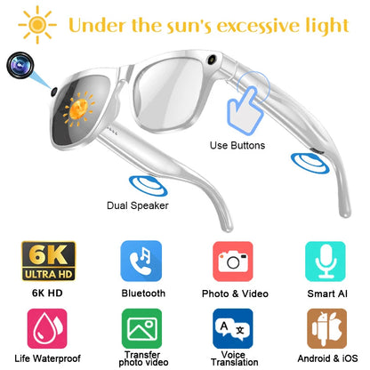 Xiaomi 8K AI Smart Glasses With 100MP Camera Chat GPT Touch Sport Sunglasses Bluetooth Call Video Music Player ForMen Women