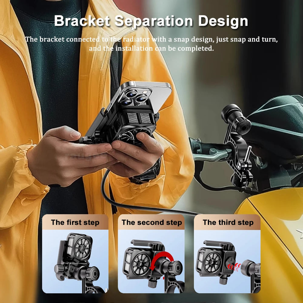 Motorcycle Cooling Phone Holder Mobile Phone Bracket 360° Rotation Shock-Resistant Navigation Cycling Cooling Stand Holder