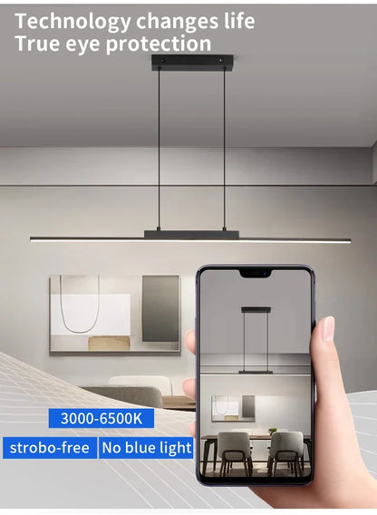 Modern LED Pendant Light 80/100CM For Living Room Kitchen Restaurant Dining Table Bar Indoor Decorative Lighting Hanging Lights