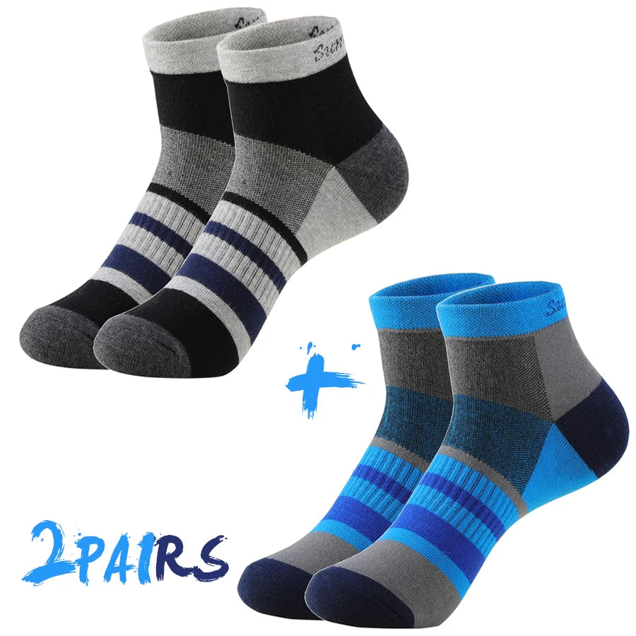 2 Pairs/Lot Running Socks Men Sport Outdoor Casual Cotton Red Stripes Compression Black Colorful Sock Male Gifts 21 Colors