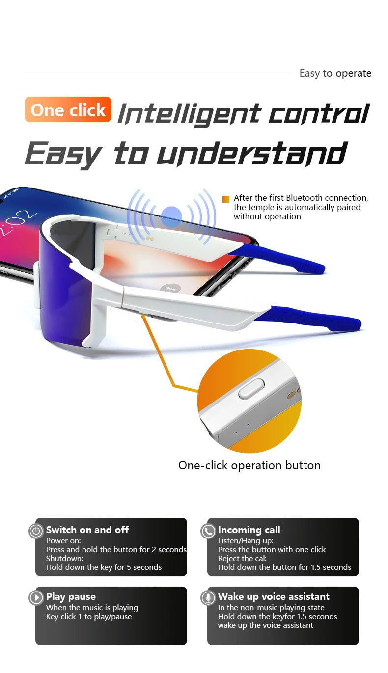 QY-Pro1 Bluetooth Smart Glasses AI Intelligent Translation Sunglasses Voice Remote Control Music Eyewear Waterproof Eyeglasses