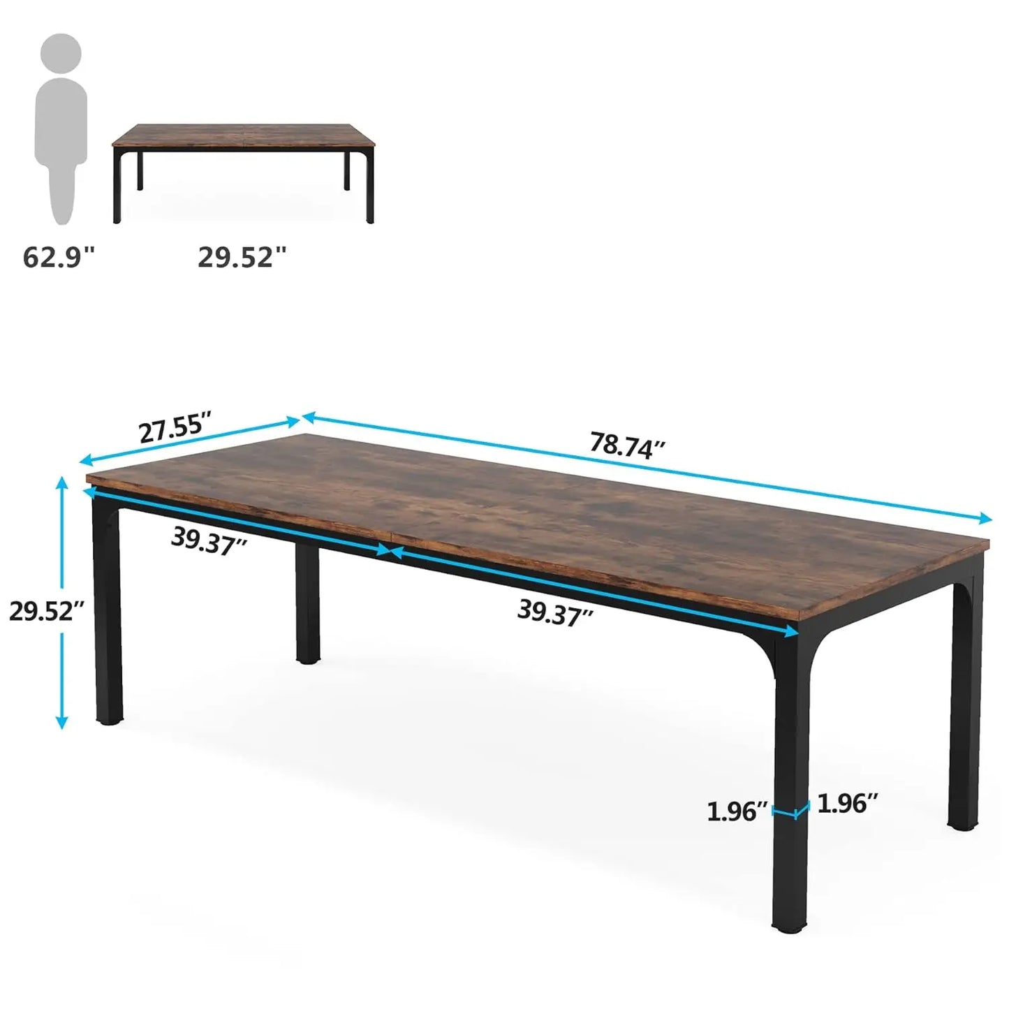 6.5 FT Conference Room Table, 78.74" W x 27.56" D Large Office Conference Table, Modern Seminar Meeting Table Desk, Customized