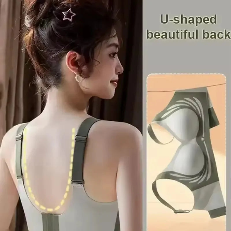 Plus Size Everyday Bra for Woman  Sport Double Support Seamless Brassiere Top No-trace Push Up Bra Padded Fixed Cup Underwear