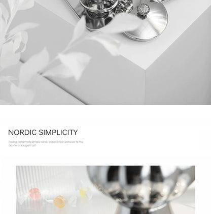 Nordic Luxury Stainless Steel TeaPot, Retro Sugar Bowl, Coffee Candy Jar with Lid for Home Decoration, Afternoon Tea, Holtel