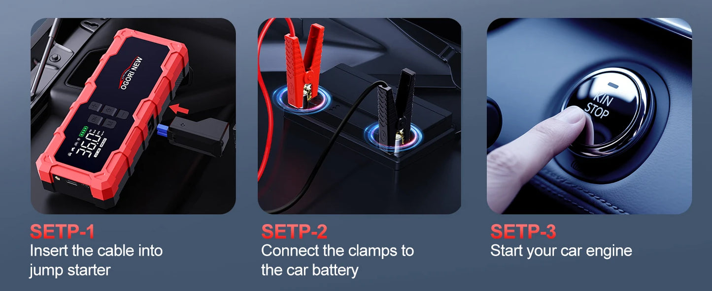 Jump Starter with Air Compressor 150PSI, 7000/8000A Portable Car Battery Booster (All Gas/16L Diesel)