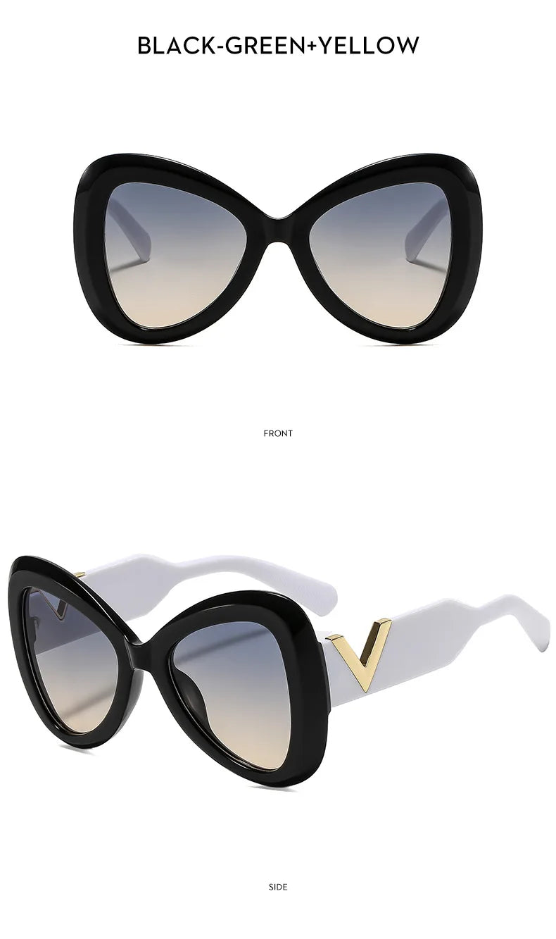 2025 New Fashion Big Frame Cat's Eye Butterfly Women Sunglasses Luxury Designer Men Sunglass Outdoor Travel Eyewear Female UV400