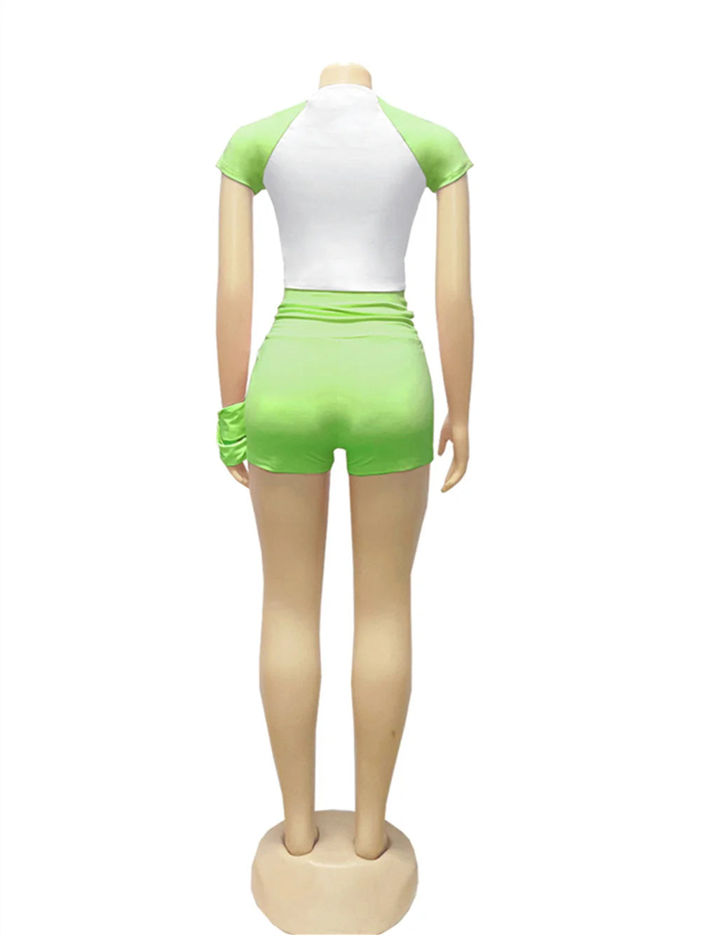 Weird  Puss Sporty Patchwork 3 Piece Set Women Casual Summer Headband+Crop Top+High Waist Bike Shorts Street Matching Tracksuit