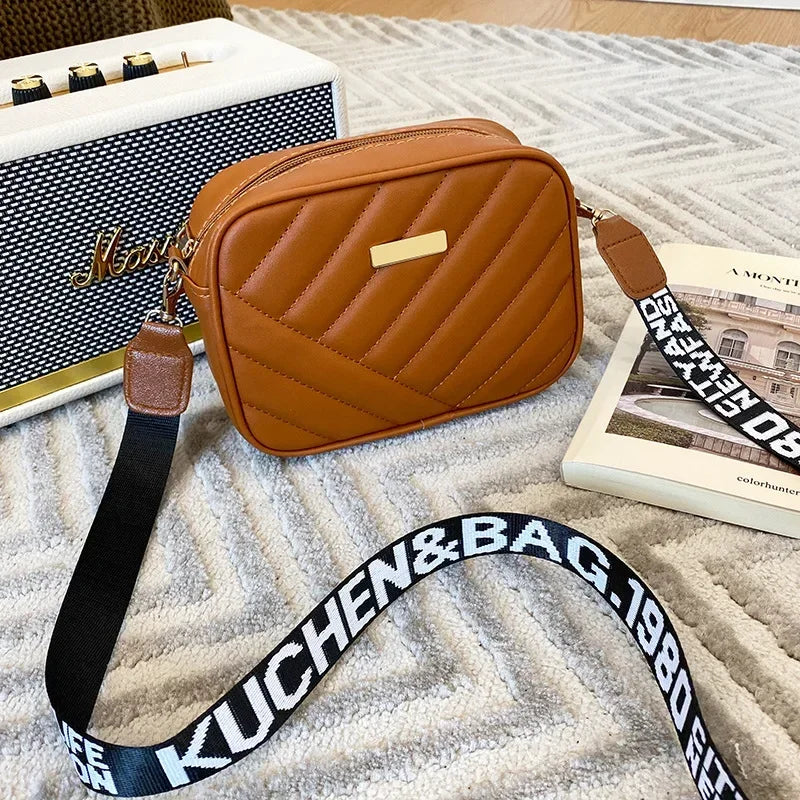 Minimalist Mini Fashionable Quilted Crossbody Bag Wallet, Trendy PU Shoulder Bag, WOMEN'S Casual Handbag and Mobile Phone Wallet