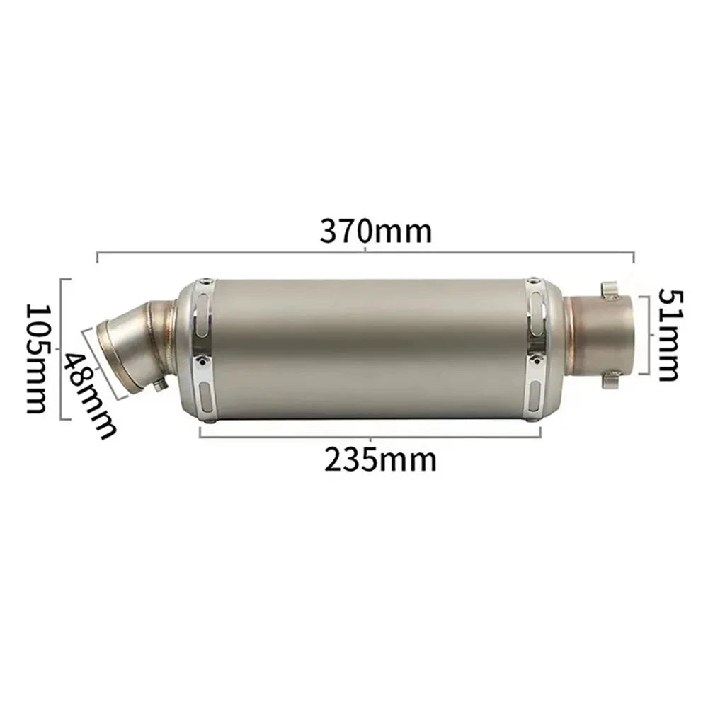 Stainless Steel 51mm Universal Motorcycle Exhaust Muffler Escape 310 370 440 mm Pipe 100cc-1000cc ATV GP Scooter For fz6 pcx125