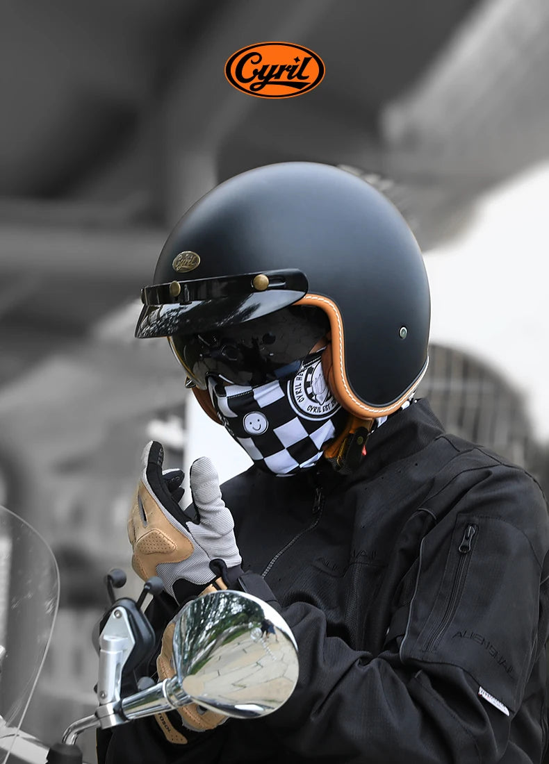 Retro 3/4 Open Face Half Motorcycle Helmet CYRIL B206 Lightweight Adult Vantage Jet Helmet for Men Women DOT ECE Approved