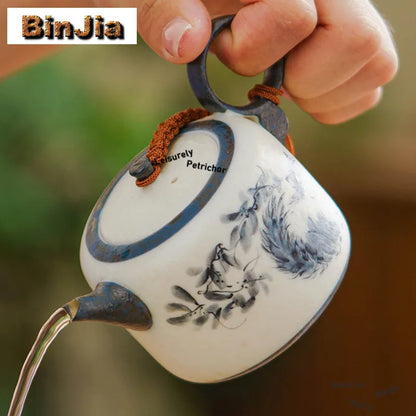 102ml Hand Painted Cat Teapot Ancient Tea Infuser Pot Household Tea Maker Kettle With Filter Dahongpao Drinkware Supplies Craft