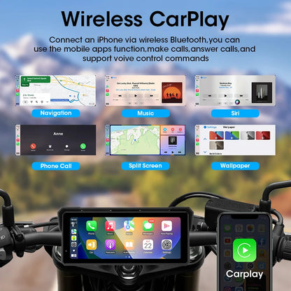 Jansite Portable 7/8.1 inch IP67 Waterproof Motorcycle 4K DVR GPS Navigation Wireless Carplay Android Auto Moto Recorder Monitor