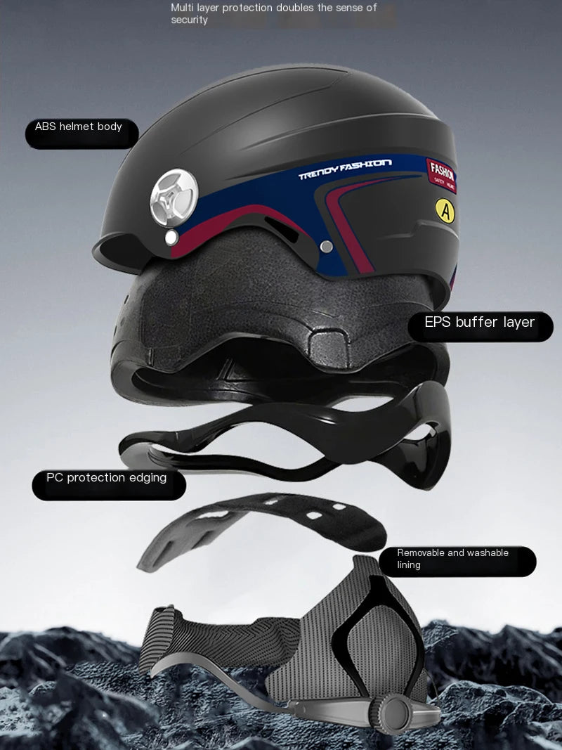 2025 For Cafe Racer Chopper Scooter Safety Hard Hat Half Face Vintage Summer Cap Motorcycle Half Helmet Baseball Cap Style