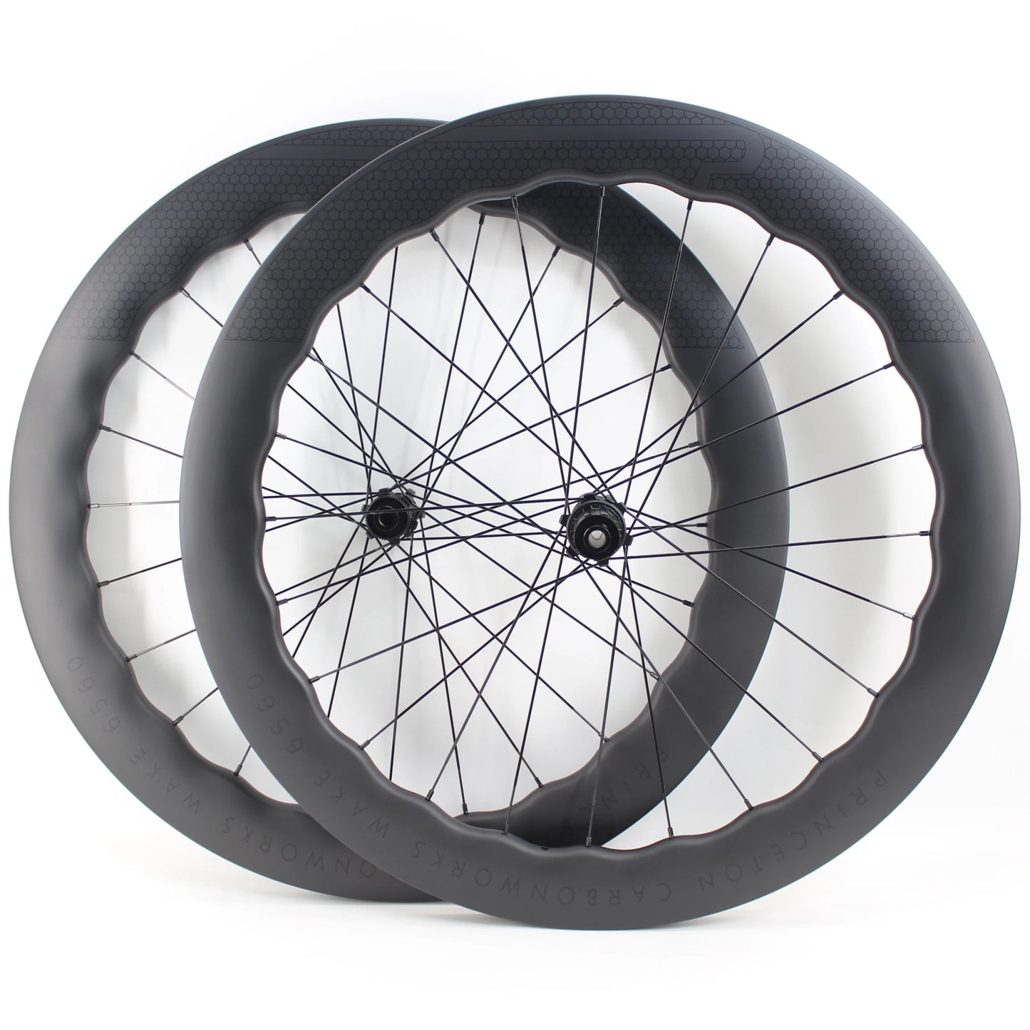 New 700C 65mm wave Road Bike UD Full Carbon Fibre Bicycle Thru Axle Center lock Disc brake Wheelset clincher tubeless rims 25mm