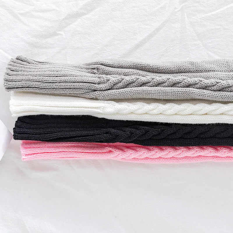Women Winter Warm Breathable Long Johns Mohair Knee Length Knitted Wool Stretch High Sockings Femboy Leg Warmers Kawaii Clothes