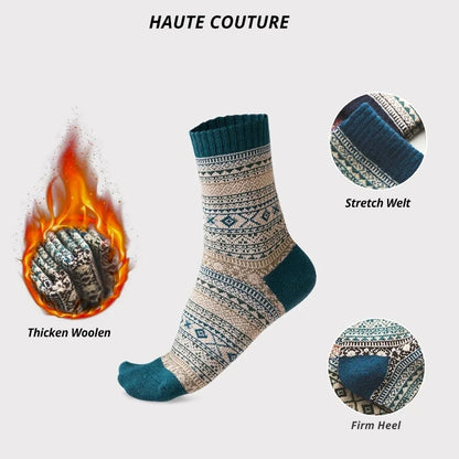 5 Pairs Winter Men's Socks Thicken Wool Socks Warm Men Retro Style Colorful Fashion Man Socks For Snow Boots EU Size 38-44