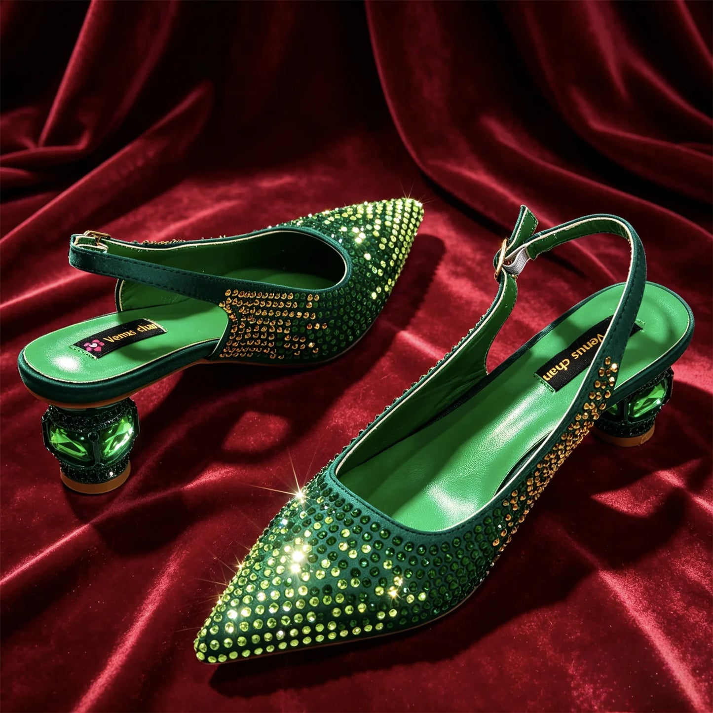 Hot Fuchsia Full Rhinestone Slingback Heels Matching Clutch Bag Set Women Luxury Crystal Pointed Shoes for Wedding Evening Party