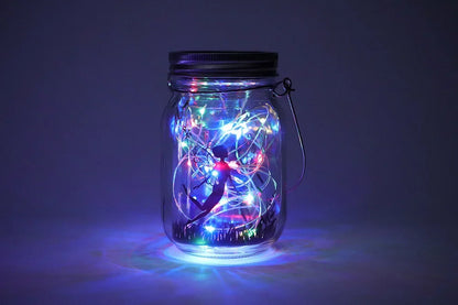 Portable Solar Lantern, Fairy Lights, Garden Ornament Outdoor Hanging Frosted TreeTable, Yard, Patio, Lawn, Glass Mason Jar Lamp