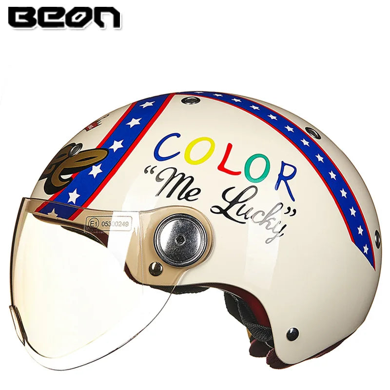 BEON Motorcycle Helmet for Adult and Child All Seasons Electric Vehicle Half Helmet Summer Sun Protection Helmet Motorcycle