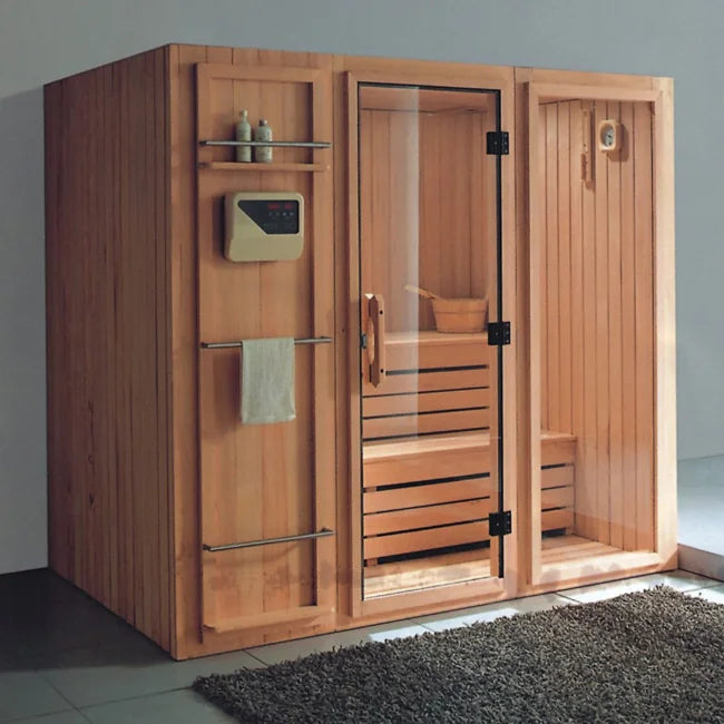 Ceiling light air enclosures wooden steam sauna and shower room bath