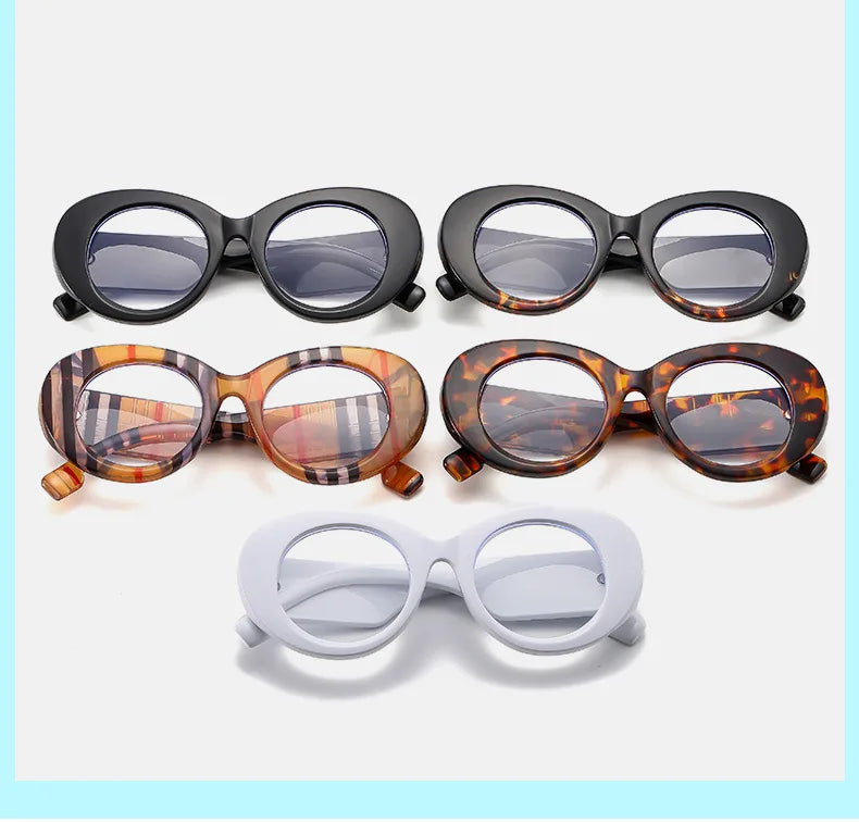 Retro Stripe Yellow Anti Blue Light Glasses For Women 2025 Luxury Brand Large Round Eyeglasses Frame Retro Transparent Glasses