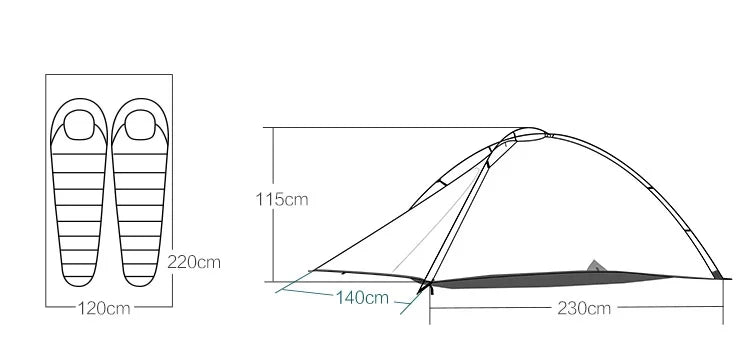 ASTA GEAR Qiusuo 2P Ultralight Tent Outdoor Camping Self-standing Tent 10D Nylon Waterproof Windproof Hiking Mountaineering