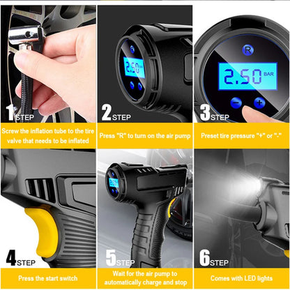 EAFC 120W Handheld Air Compressor Wireless/Wired Inflatable Pump Portable Air Pump Tire Inflator Digital for Car Bicycle Balls