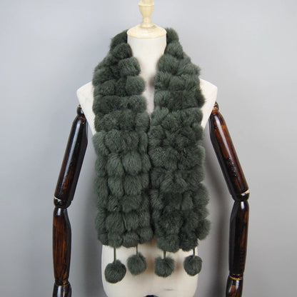 Women Winter Warm Real Rabbit Fur Scarf Hot Sale Natural Rabbit Fur Muffler 2025 Lady 100% Genuine Fur Scarves Wholesale Retail