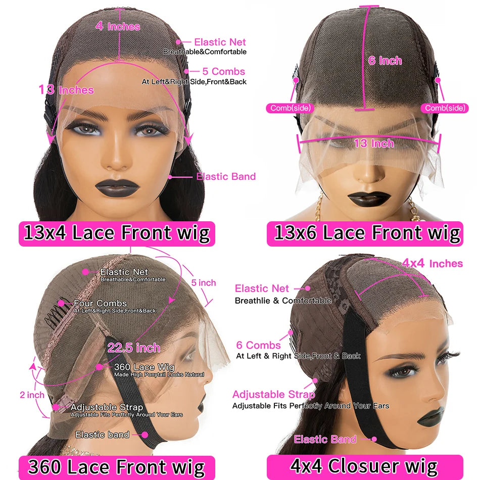 Chocolate Brown 13x6 HD Lace Frontal Human Hair Wig With Bangs Fringe Body Wave Lace Front Wig Colored 4# Cheap Wigs With Bang