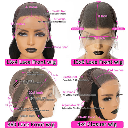 Chocolate Brown 13x6 HD Lace Frontal Human Hair Wig With Bangs Fringe Body Wave Lace Front Wig Colored 4# Cheap Wigs With Bang