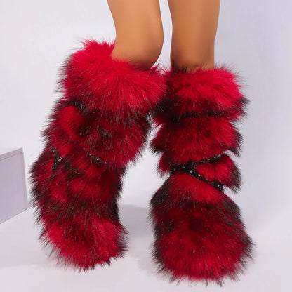 Y2K Fury Snow Boots 2024 New Winter 50cm High Helper Sleeve Fury Boots for Warm and Spicy Girls Fashion Snow Boots for Women