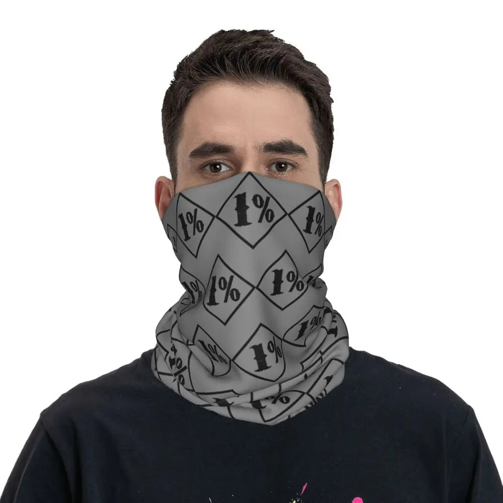 One Percenter 1% Bandana Neck Gaiter Printed Motorcycle Club Biker Wrap Scarf Multifunctional Headwear Outdoor Unisex Adult