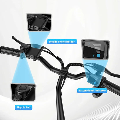 INSDRGNC14 adult electric bicycle foldable with seat electric scooter900W20MPH double disc brake high-strength frame load 300lbs