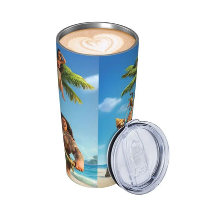 Moana and Pua Cartoon Movie Insulated Tumbler with Straws Stainless Steel Coffee Mugs Double Wall Car Bottle Cups 20oz