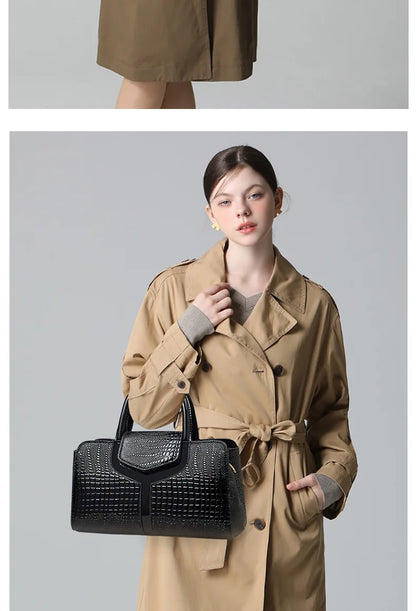 Fashion Crocodile Pattern Women's Handbag Large Capacity Classic Shoulder Bag Casual Crossbody Bag Urban Commuting Tote Bag