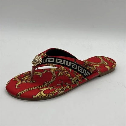 Sexy Flip-Flops Women's Slippers New  Fashion Printing Flat Flip-Flops Outdoor Slipper Flat Slippers Women  Large Size  Sandals
