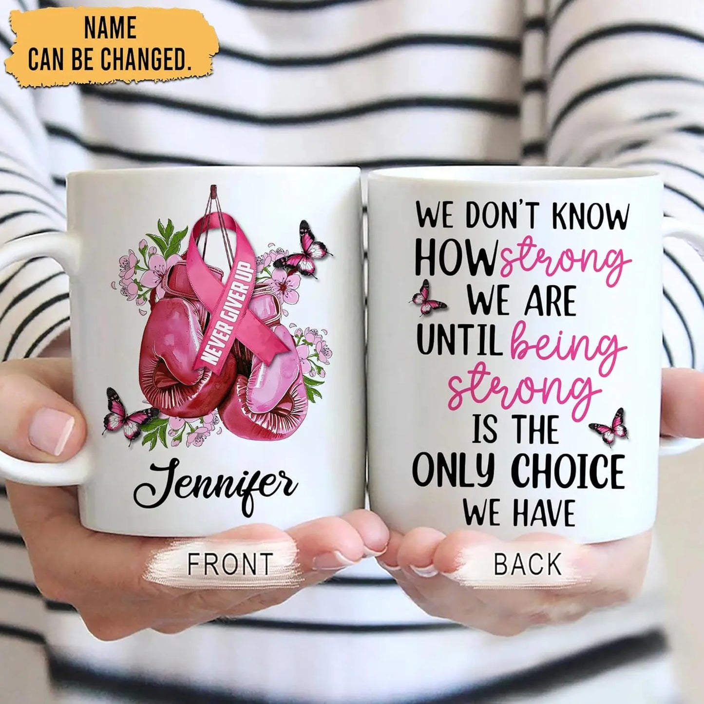 Personalized Breast Cancer Awareness Mug Gifts for Women - Birthday Christmas Gifts For Breast Cancer Warriors Survivors