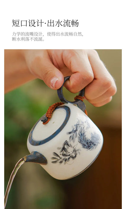 102ml Hand Painted Cat Teapot Ancient Tea Infuser Pot Household Tea Maker Kettle With Filter Dahongpao Drinkware Supplies Craft