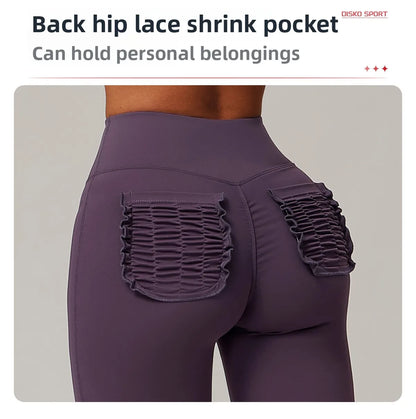 High Waist Hip Lift Naked Yoga Pants Running Fitness Wide Leg Flared Pants Casual Sports Pants Leggings Sport Women Fitness