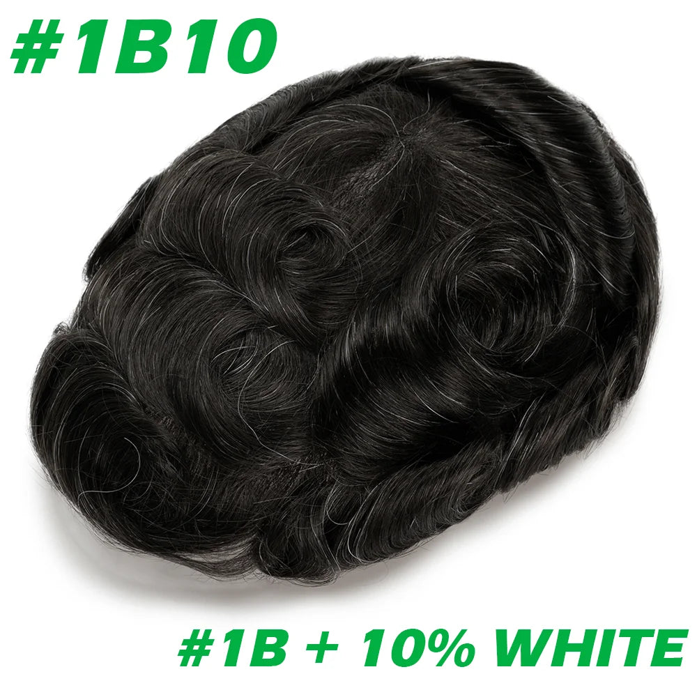Men Toupee 0.06mm Thin Skin Natural Hairline Men's Capillary Prothesis Toupee Men Wigs Male Wig Hair System 100% Human Hair
