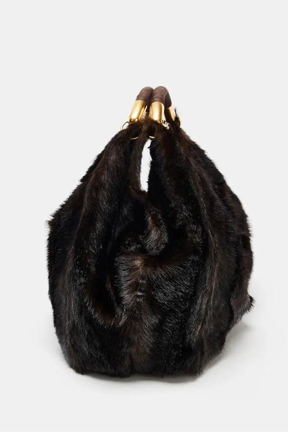 MAXI FAUX FUR BAG, Fuzzy Fur Fluffy Large Handbag, Women's Fashionable Tote Bag, Elegant Ladies Luxury Designer Shoulder Bags