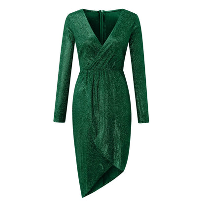2024 Autumn Winter Gold Sliver Pink Sequined Party Dress Women Front Split Bodycon Party Vestidos Bling Clubwear Dress Vestidos
