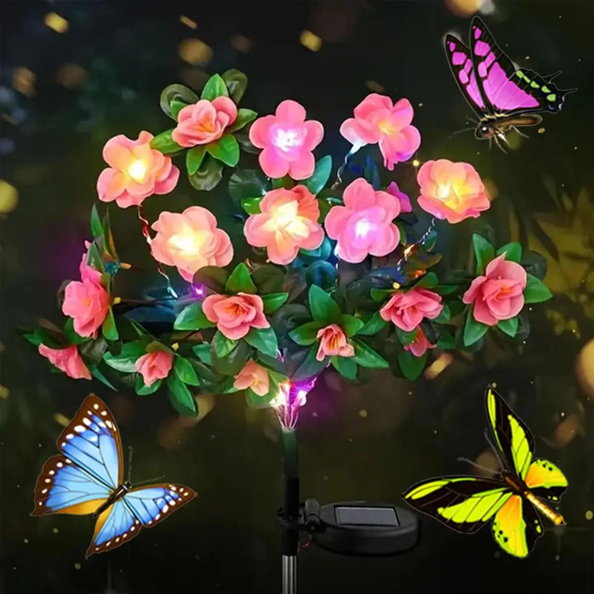 Waterproof LED Azalea Flower Solar Lights Outdoor Landscape Light for Lawn Patio Garden Path Decorative Lighting Best Gift