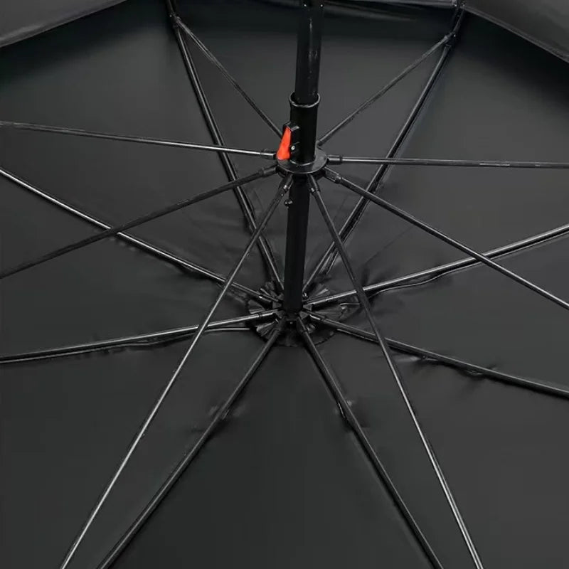 For 1-2 Person Fishing Umbrella Double Vinyl Coating Sunshade Windproof Waterproof Outdoor Stand Umbrella With Ground Insert